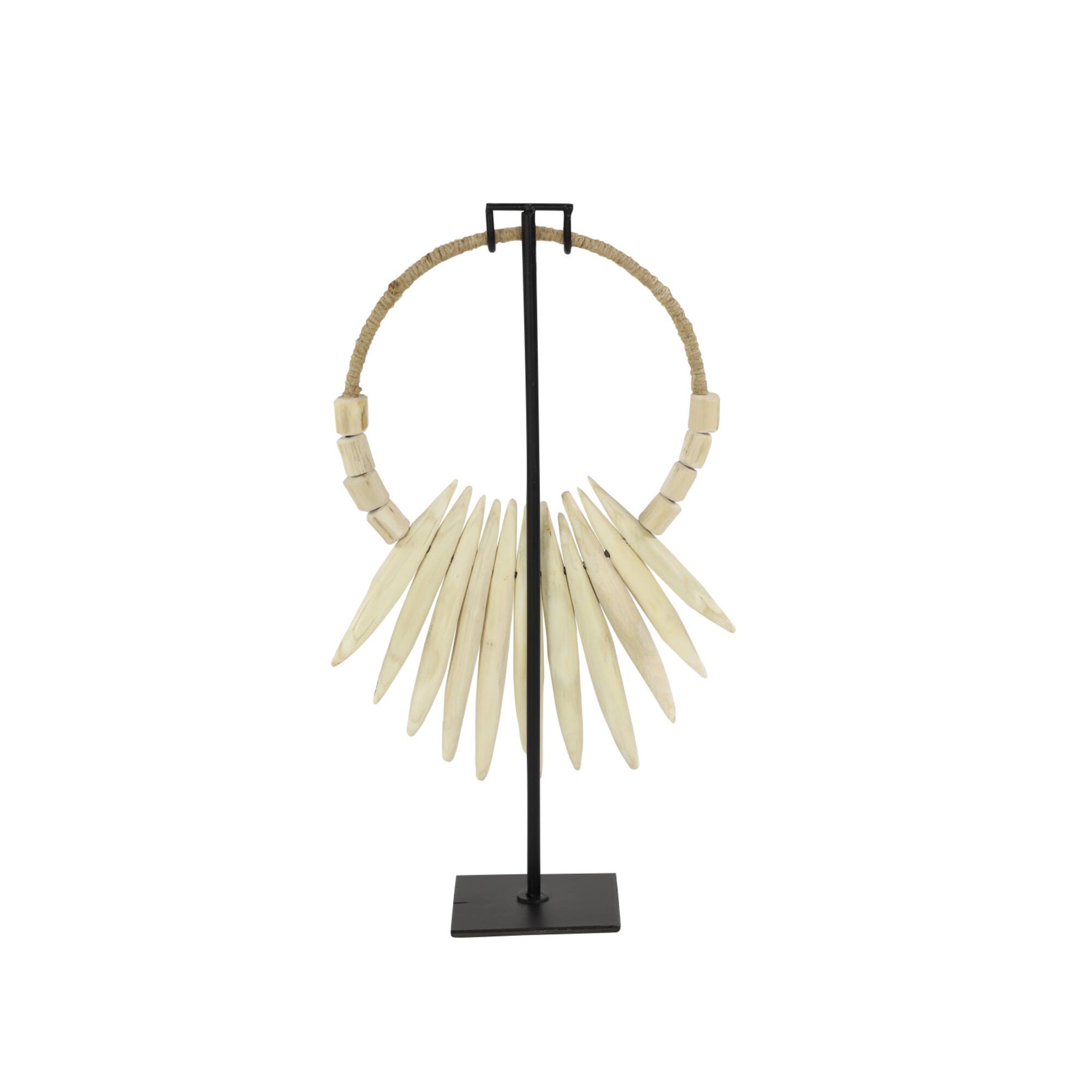 20" White Teak Wood Natural Necklace Sculpture